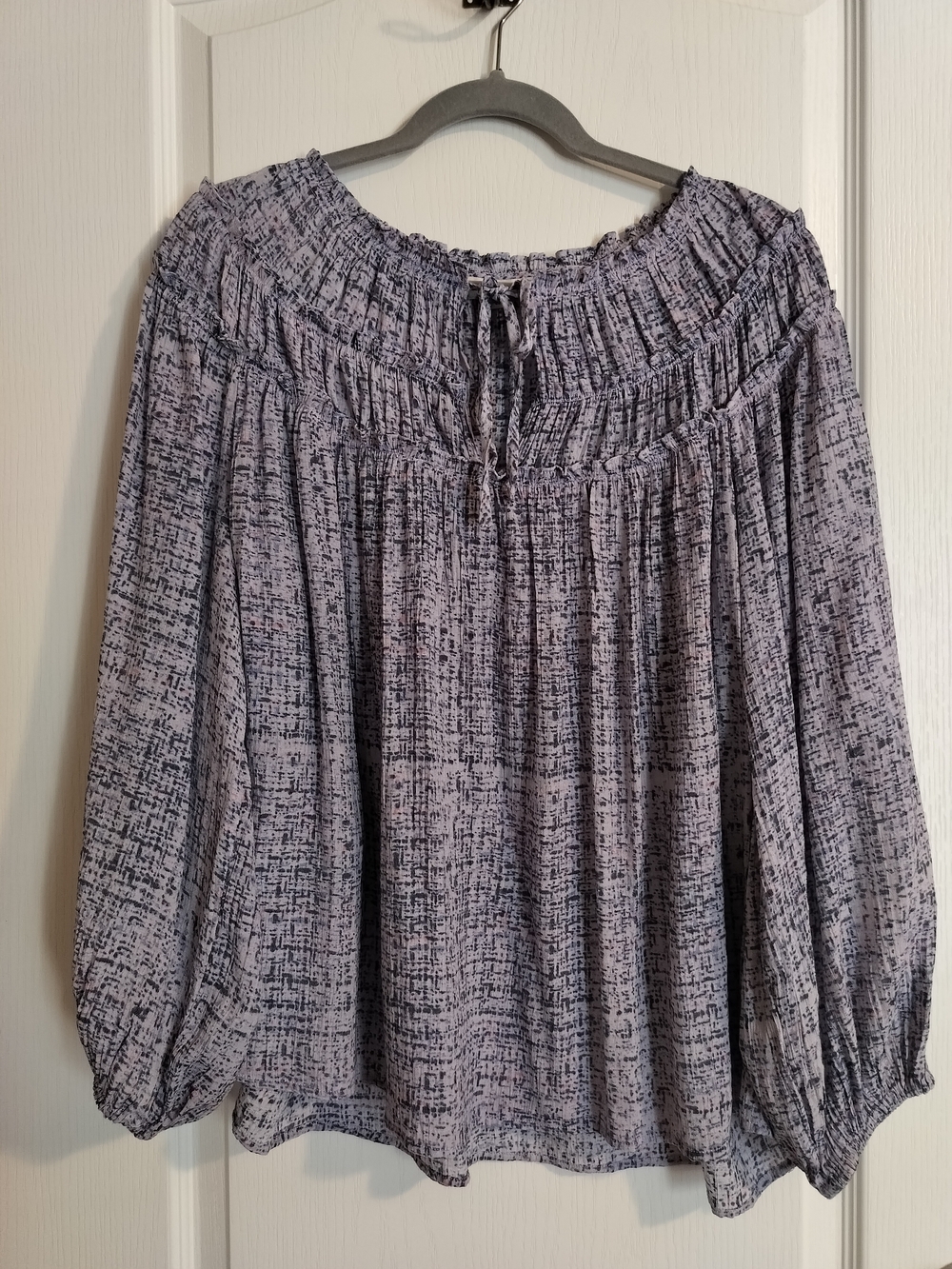 Zac & Rachel Woman Lavender Textured Smocked Peasant Blouse - Size 2X